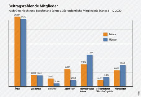 Beitragszahlende Mitglieder nach Geschlecht und Berufsstand